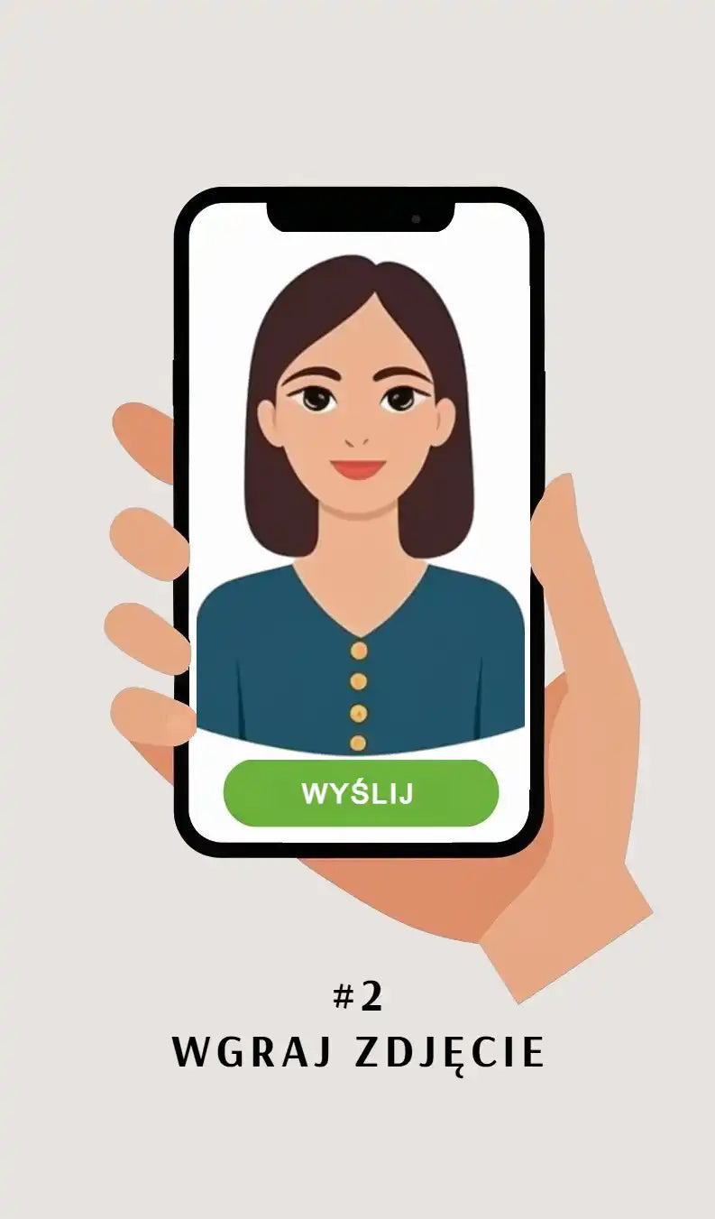 Smartfon z wyświetlonym portretem kobiety.