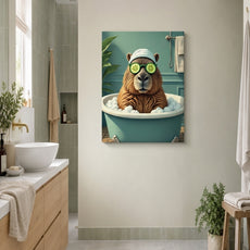 Śmieszny obraz do łazienki Kapibara w wannie spa mockup 2
