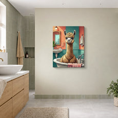 Śmieszny obraz do łazienki Lama w wannie mockup 2