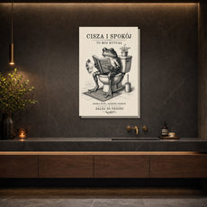 Śmieszny obraz do łazienki z żabą na toalecie mockup 2
