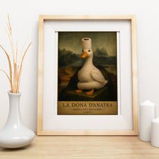 Śmieszny plakat do łazienki Kaczka Mona Lisa Reloaded mockup 4