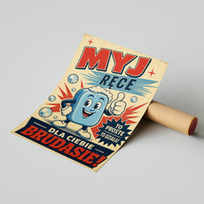 Śmieszny plakat do łazienki – Myj Ręce Brudasie mockup 3