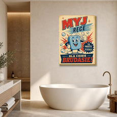 Śmieszny plakat do łazienki – Myj Ręce Brudasie mockup 1
