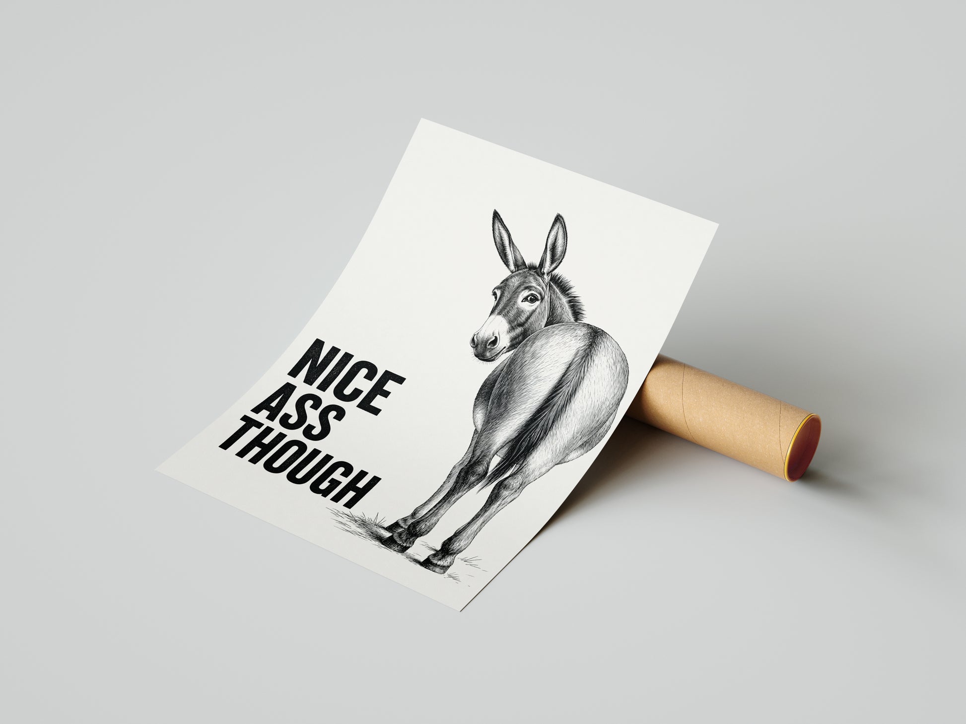 Śmieszny plakat do łazienki Nice Ass Though mockup 6