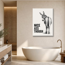 Śmieszny plakat do łazienki Nice Ass Though mockup 1