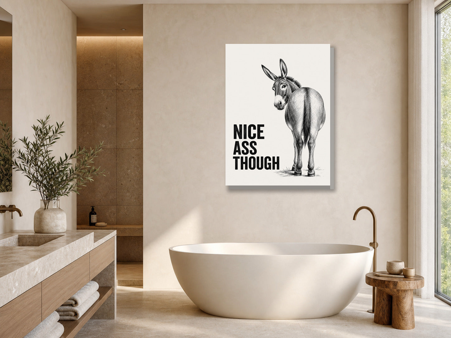 Śmieszny plakat do łazienki Nice Ass Though mockup 1