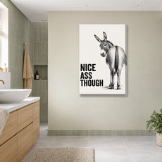 Śmieszny plakat do łazienki Nice Ass Though mockup 3