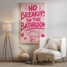 Śmieszny plakat do łazienki No Breakups in the Bathroom mockup 4