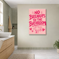 Śmieszny plakat do łazienki No Breakups in the Bathroom mockup 3