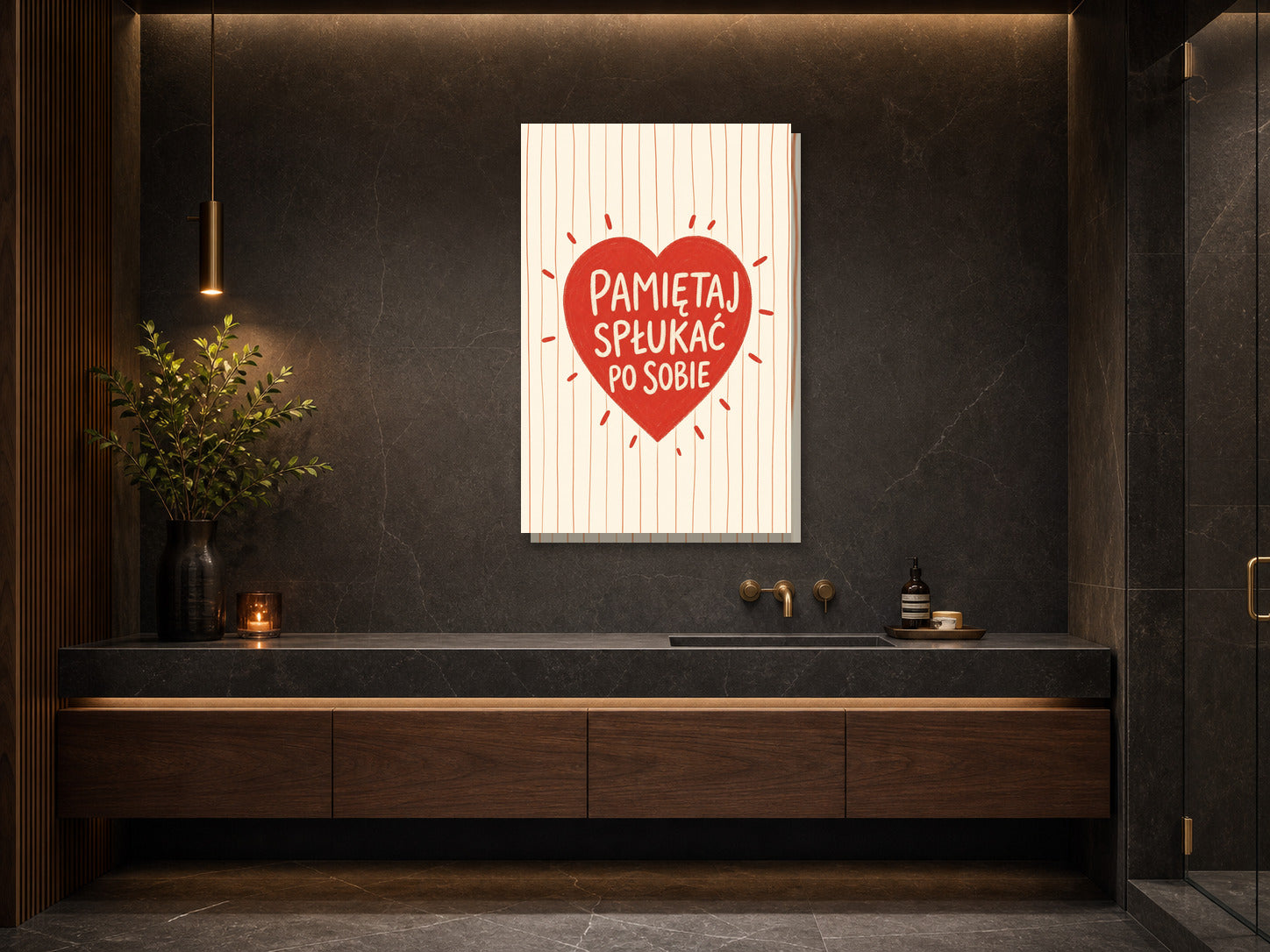 Śmieszny plakat do łazienki – Pamiętaj spłukać po sobie mockup 2