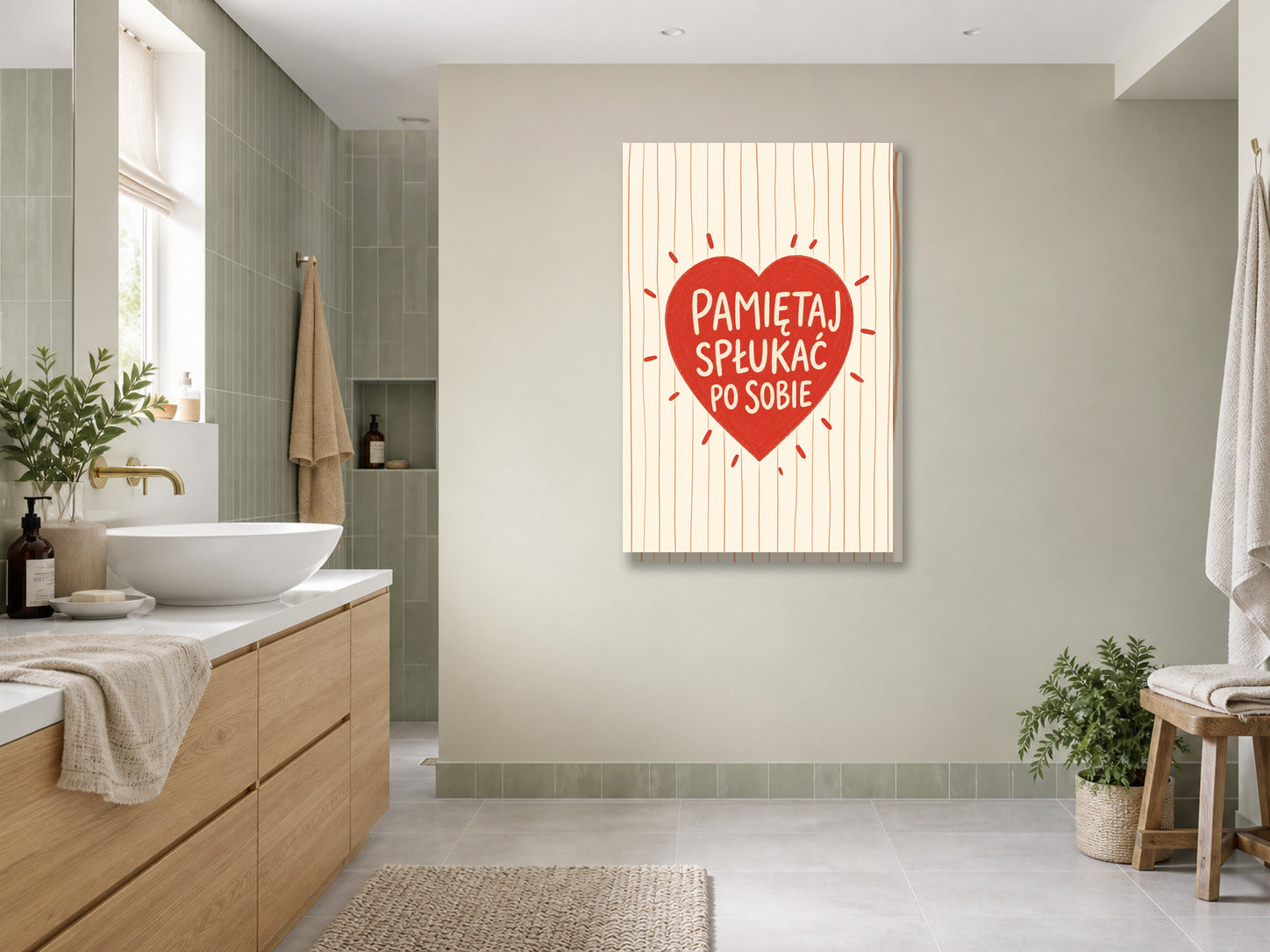 Śmieszny plakat do łazienki – Pamiętaj spłukać po sobie mockup 3