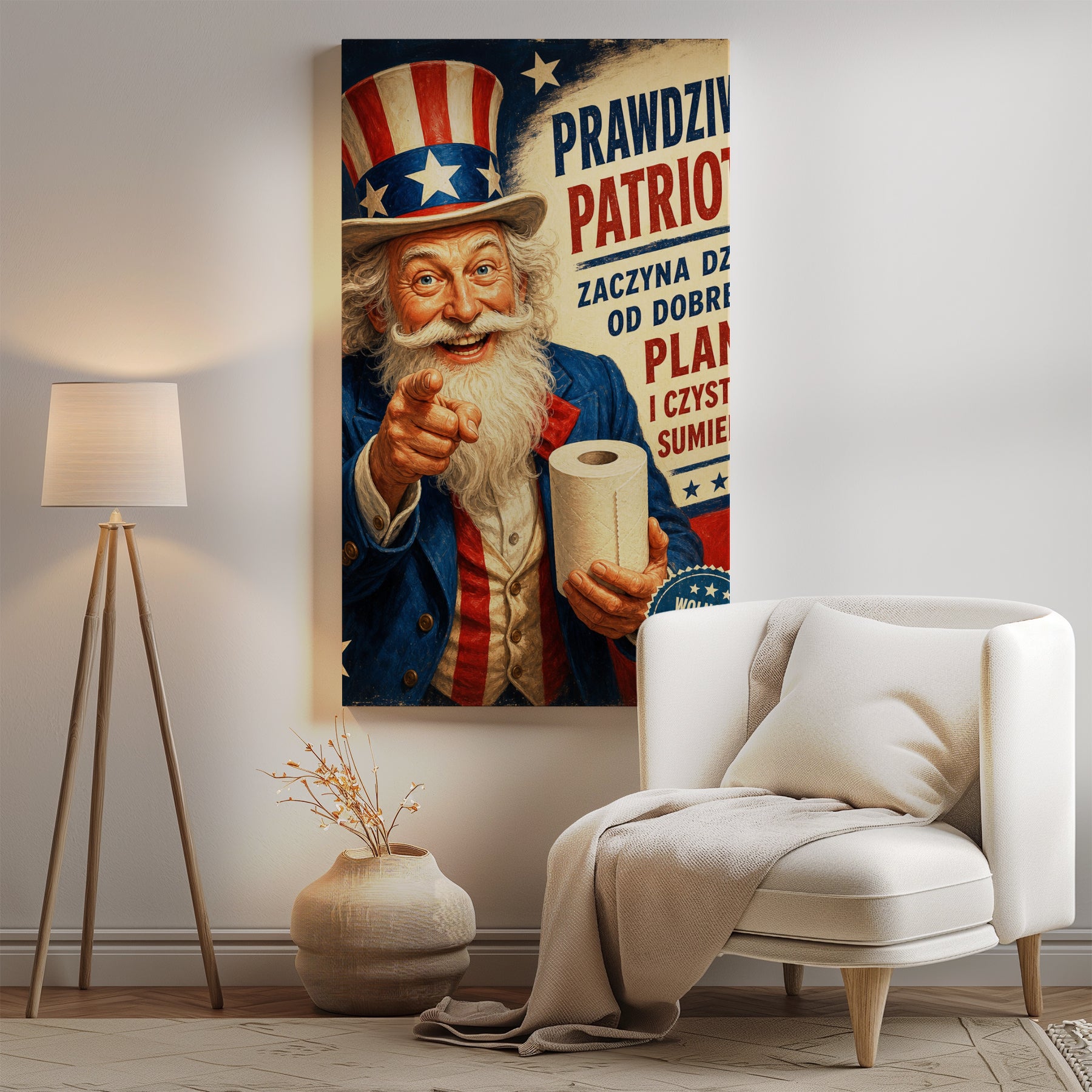 Śmieszny plakat do łazienki – Prawdziwy Patriota mockup 4