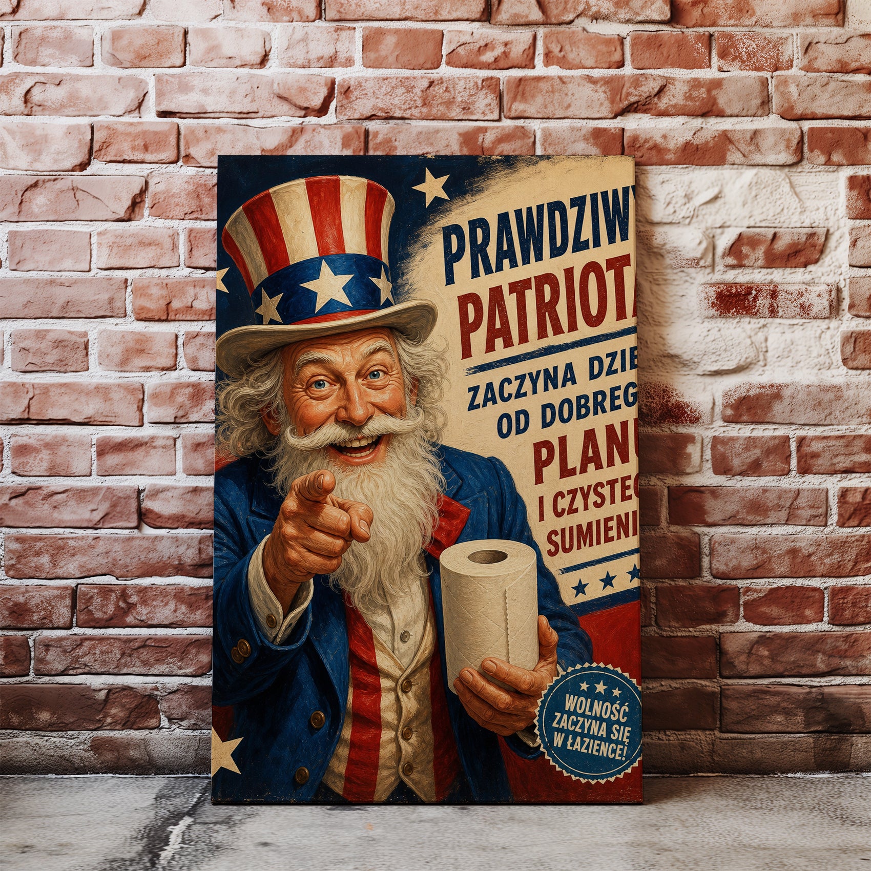 Śmieszny plakat do łazienki – Prawdziwy Patriota glowne