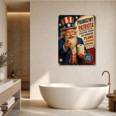 Śmieszny plakat do łazienki – Prawdziwy Patriota mockup 1