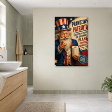 Śmieszny plakat do łazienki – Prawdziwy Patriota mockup 3