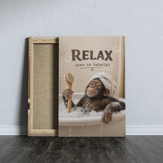 Śmieszny plakat do łazienki Relax czas na bąbelki mockup 4
