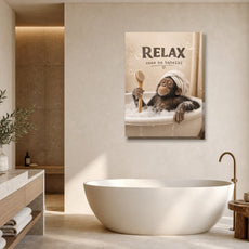 Śmieszny plakat do łazienki Relax czas na bąbelki mockup 1