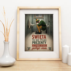 Śmieszny plakat do łazienki – Święta to nie tylko prezenty mockup 4