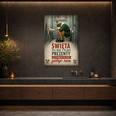 Śmieszny plakat do łazienki – Święta to nie tylko prezenty mockup 2