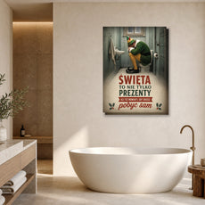 Śmieszny plakat do łazienki – Święta to nie tylko prezenty mockup 1