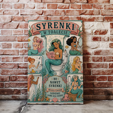Śmieszny plakat do łazienki – Syrenki w toalecie glowne