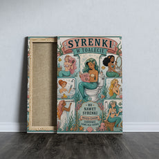 Śmieszny plakat do łazienki – Syrenki w toalecie mockup 4