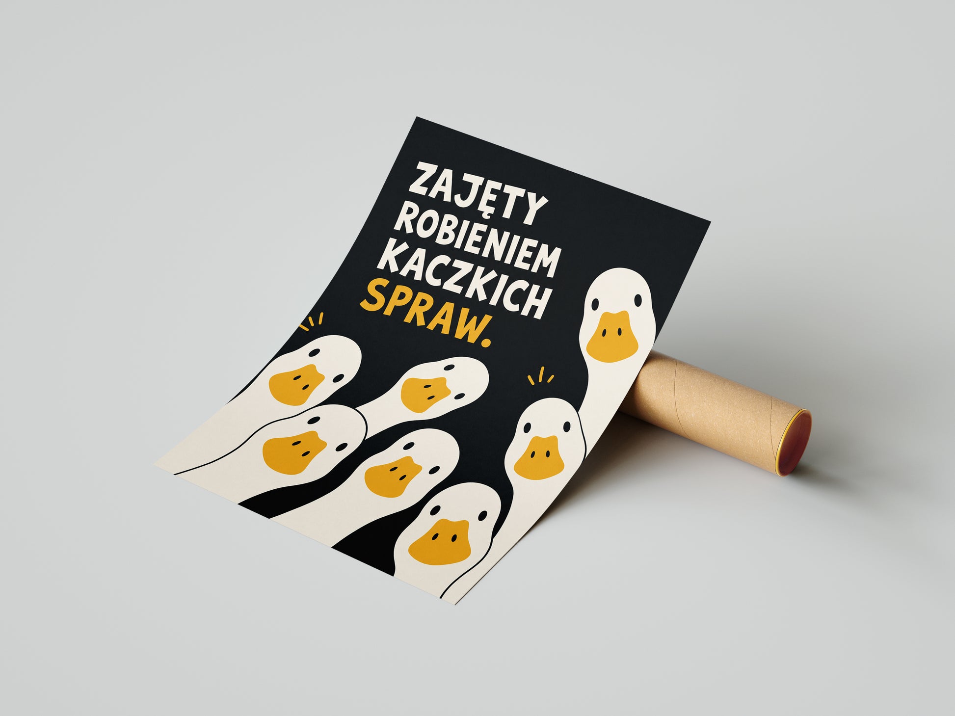 Śmieszny plakat do łazienki z kaczkami mockup 3