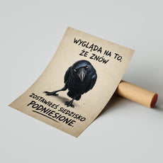 Śmieszny plakat do łazienki z krukiem | WC humor mockup 3