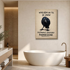 Śmieszny plakat do łazienki z krukiem | WC humor mockup 1