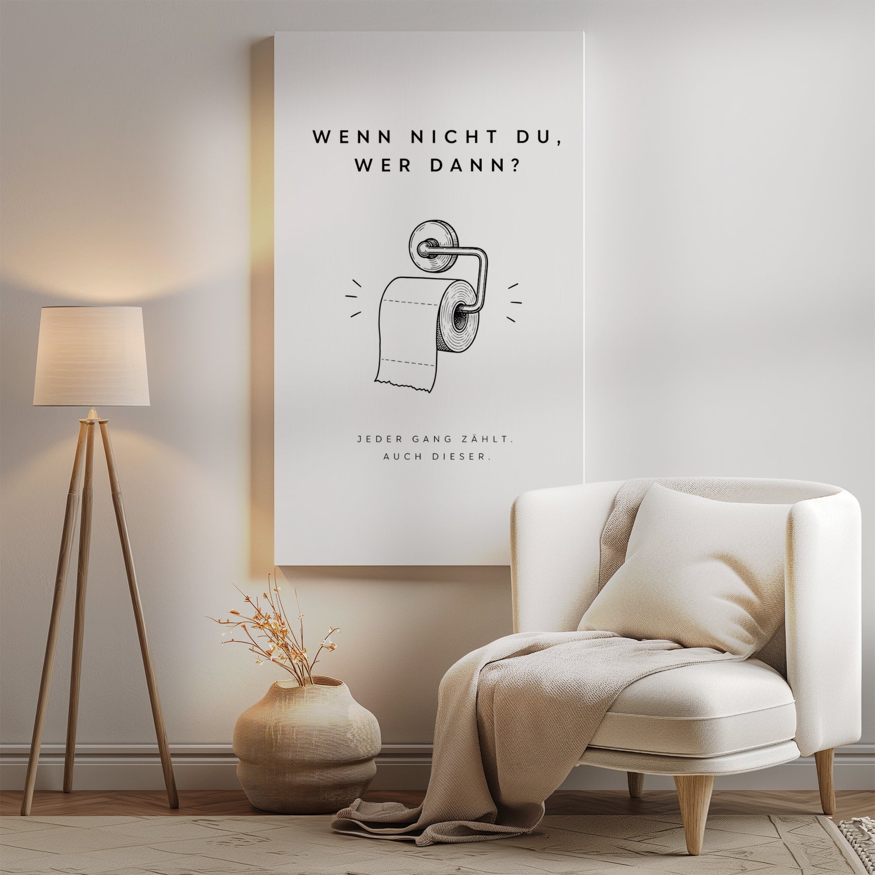 Śmieszny plakat do łazienki z papierem toaletowym i napisem mockup 4