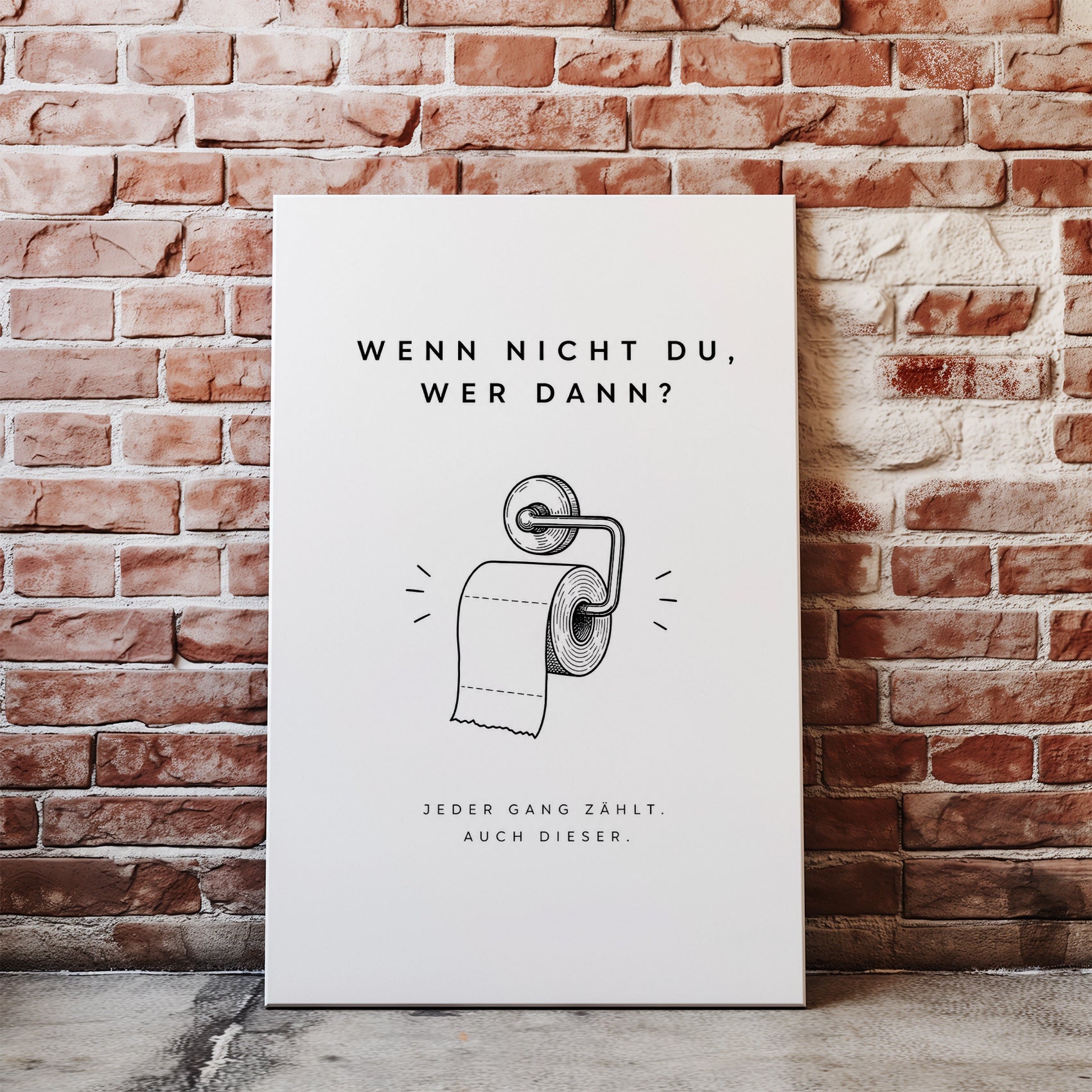 Śmieszny plakat do łazienki z papierem toaletowym i napisem glowne