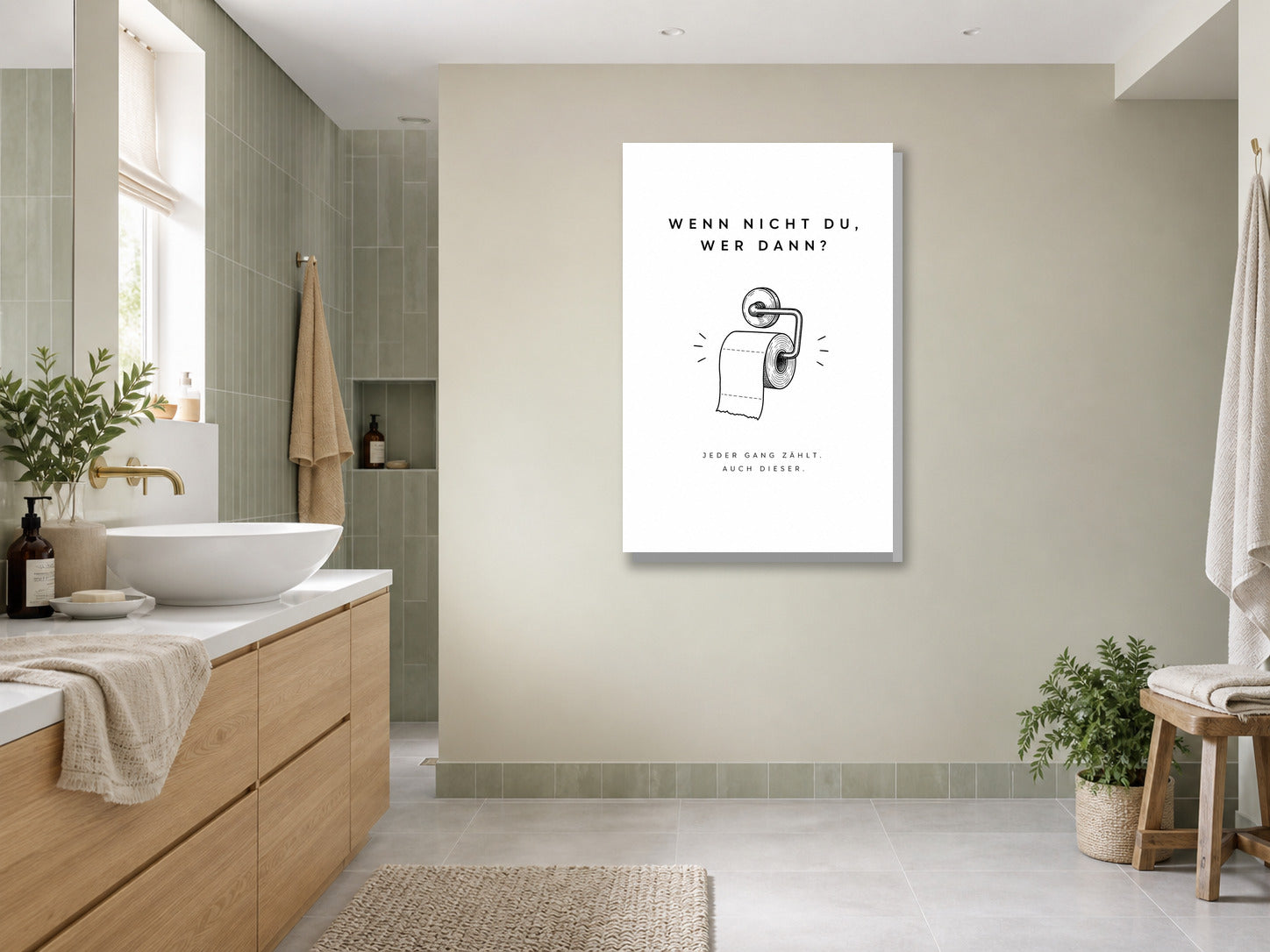 Śmieszny plakat do łazienki z papierem toaletowym i napisem mockup 3