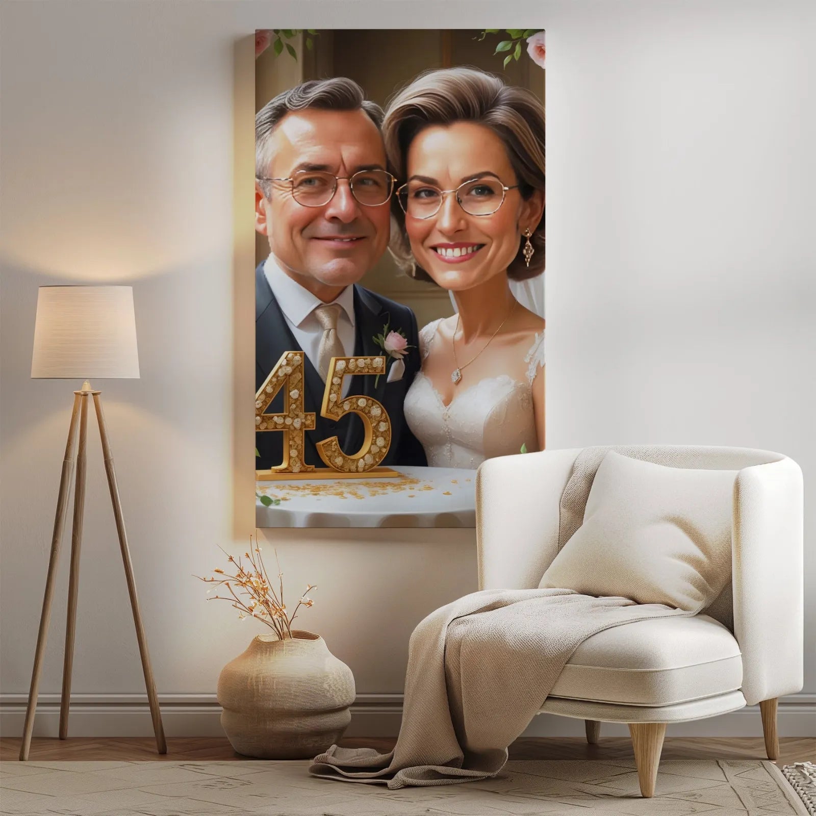 Portret olejny na płótnie z okazji rocznicy ślubu w stylu klasycznym