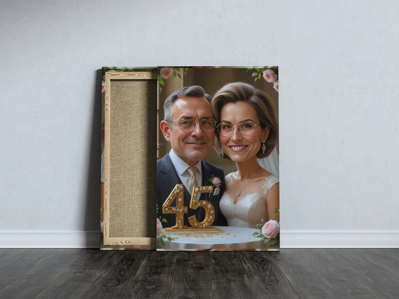 Portret na płótnie z okazji rocznicy ślubu, stylizacja olejna na zdjęciu