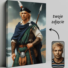 Portret Szkockiego wojownika, w pełni personalizowany i artystyczny