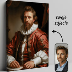 Personalizowany portret w stylu Renesansu na płótnie Szlachcic w stylu Rembrandta