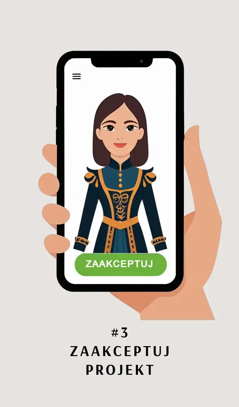Telefon wyświetlający kartonowego awatara.