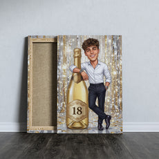 Karykatura na 18 urodziny z butelką szampana mockup 7