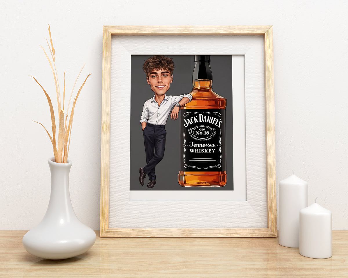 Karykatura na 18 urodziny z butelką szampana mockup 9