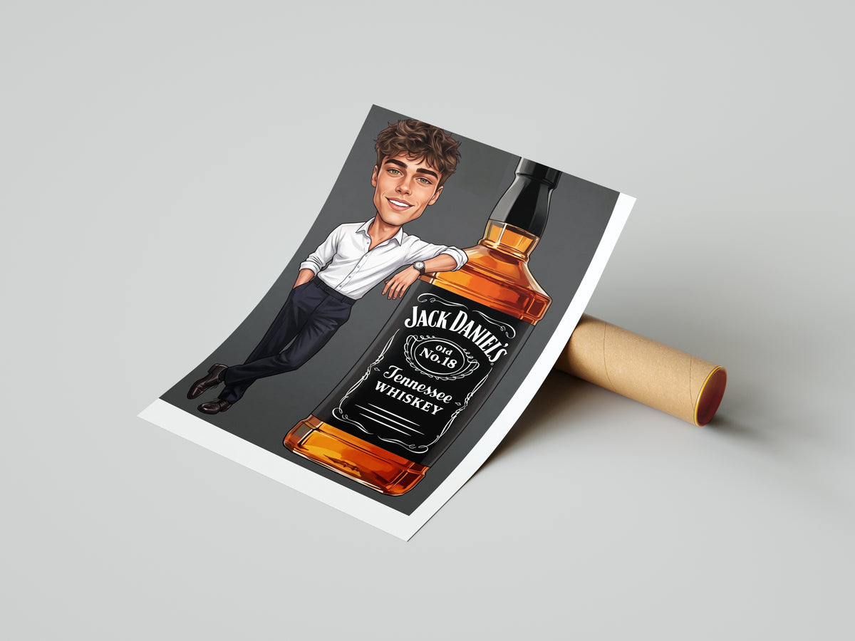 Karykatura na 18 urodziny z butelką szampana mockup 10