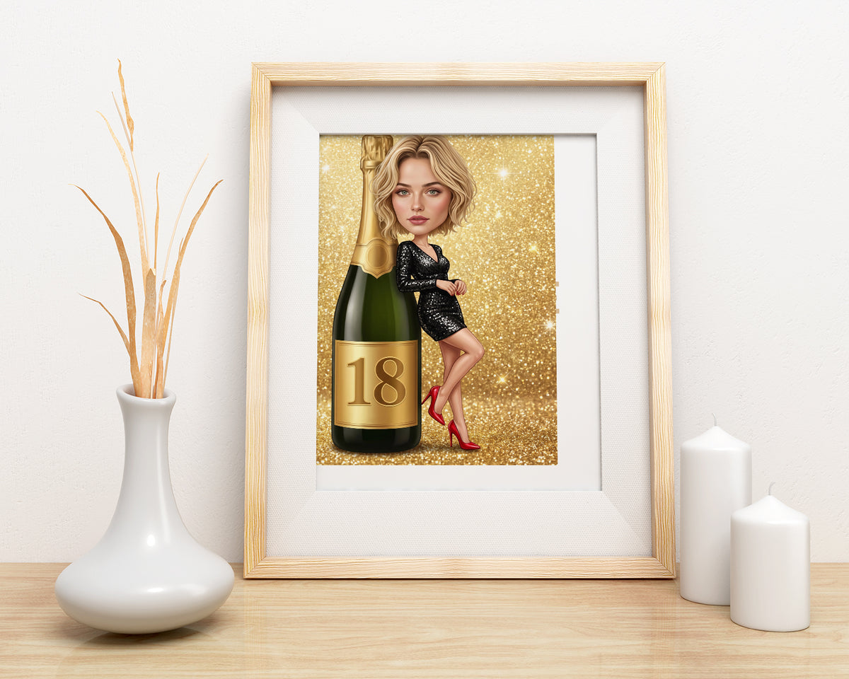 Karykatura personalizowana na 30. urodziny w Paryżu mockup 9