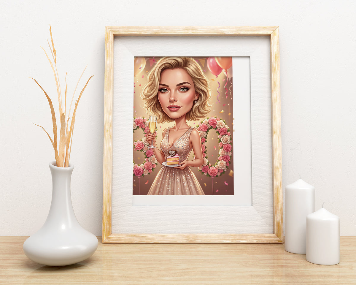 Karykatura personalizowana na 30. urodziny w Paryżu mockup 11