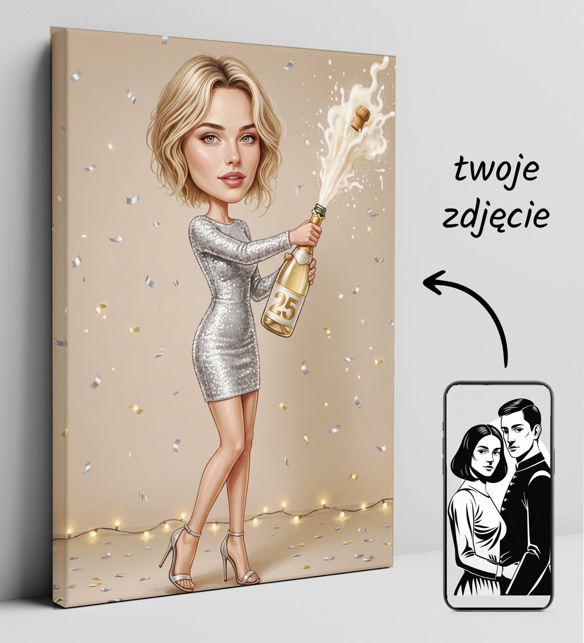 Karykatura personalizowana na 30. urodziny w Paryżu mockup 2