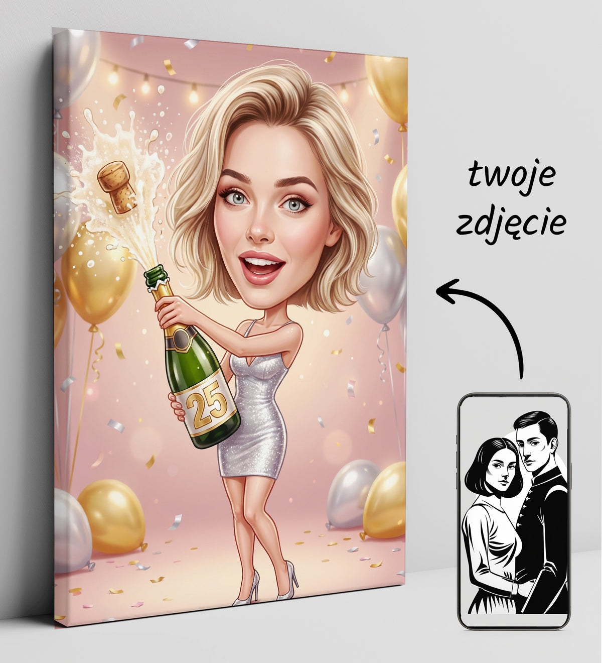 Karykatura personalizowana na 30. urodziny w Paryżu mockup 3