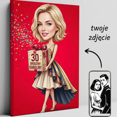 Karykatura personalizowana na 30. urodziny w Paryżu mockup 5