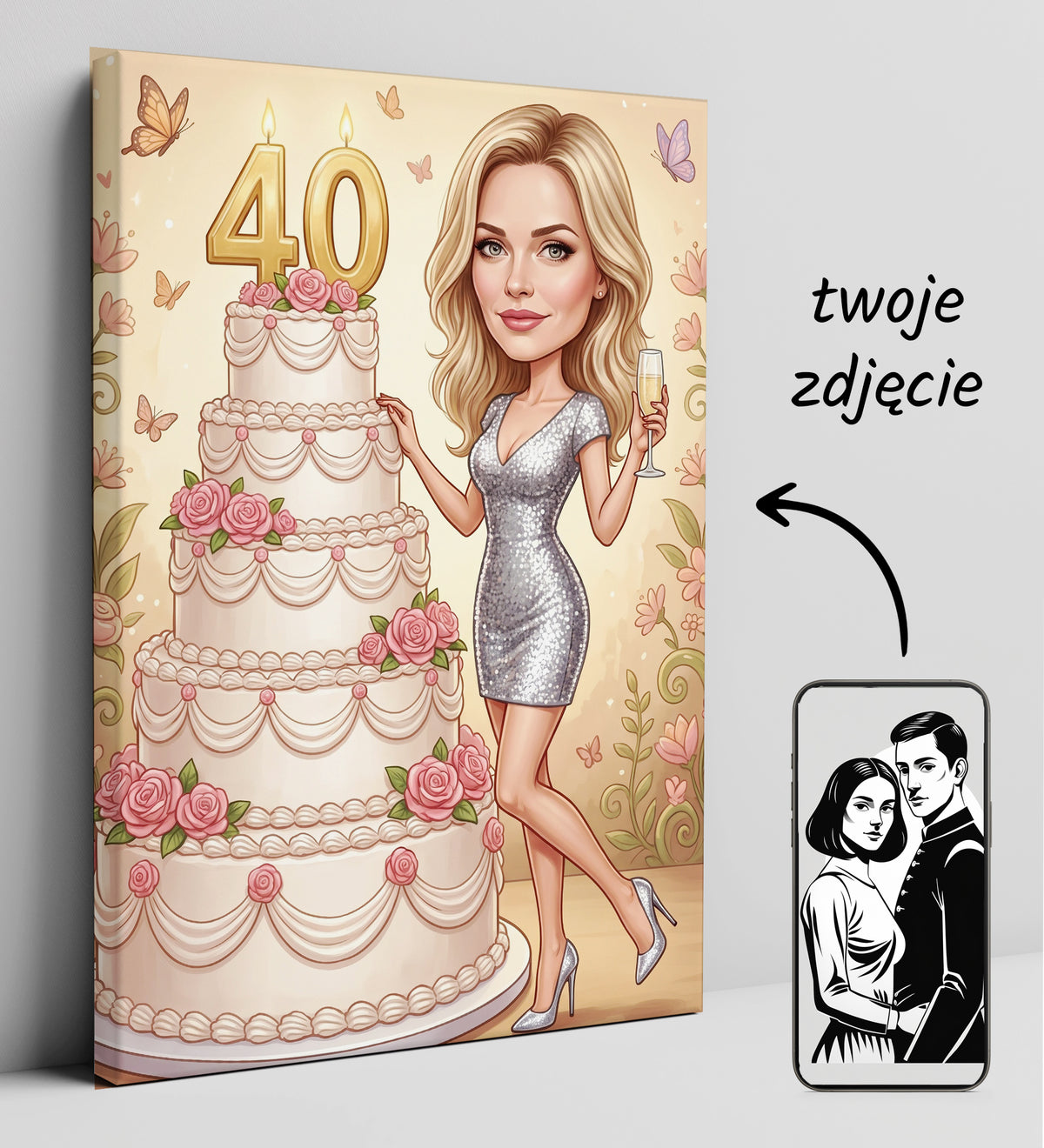 Karykatura personalizowana na 30. urodziny w Paryżu mockup 6