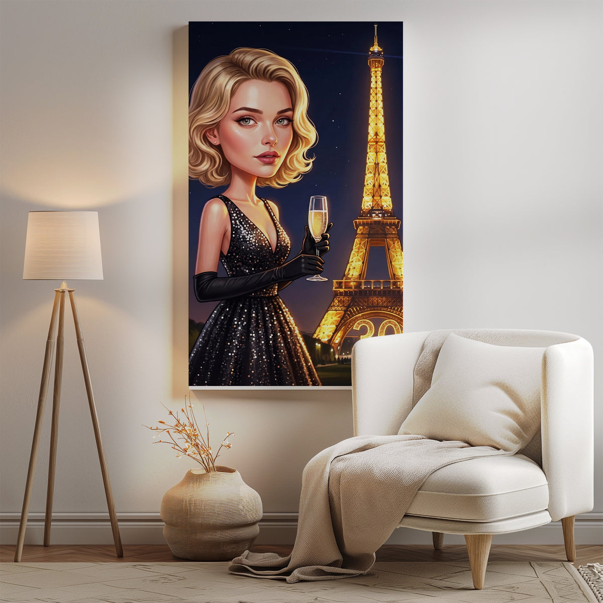 Karykatura personalizowana na 30. urodziny w Paryżu mockup 20