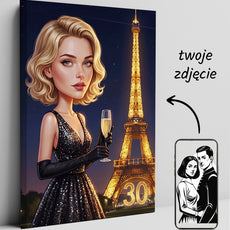 Karykatura personalizowana na 30. urodziny w Paryżu mockup 7