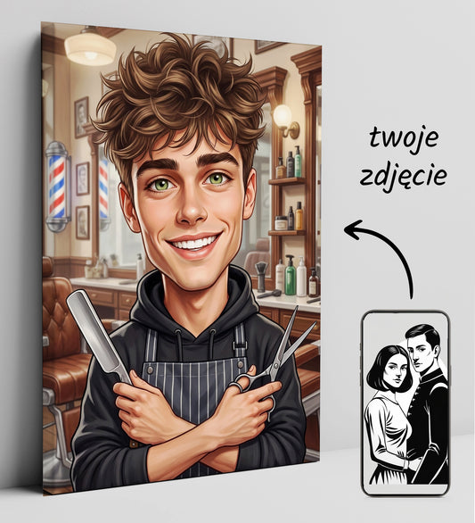Karykatura barbera ze zdjęcia – personalizowany prezent mockup 2