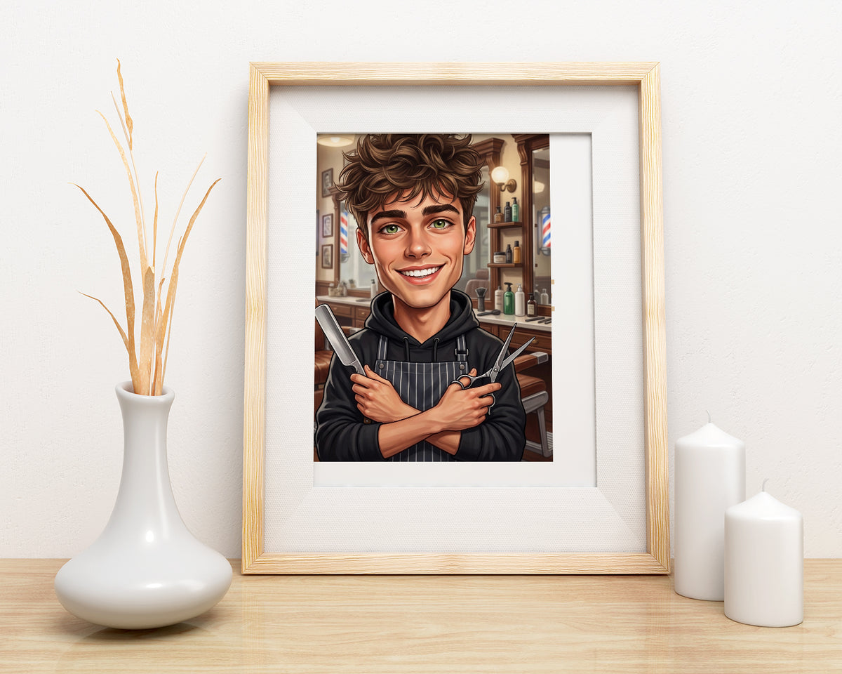 Karykatura barbera ze zdjęcia – personalizowany prezent mockup 15